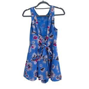 ASTR the Label Romper, Open Back, Blue Floral, Tie Back,‎ Size S
